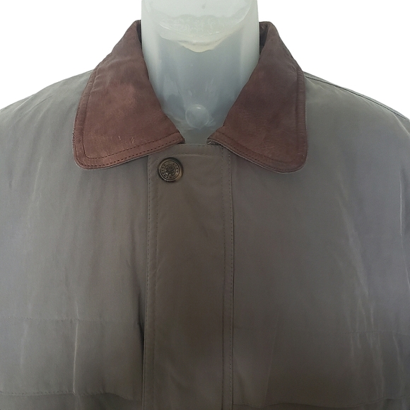 Members Only Microfiber Jacket Coat Men Size S Olive Green Pocket Leather Collar - Picture 2 of 9